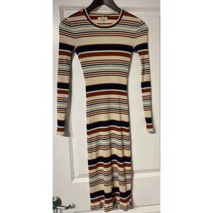 Madewell Ribbed Long-Sleeve Midi Dress in Multistripe